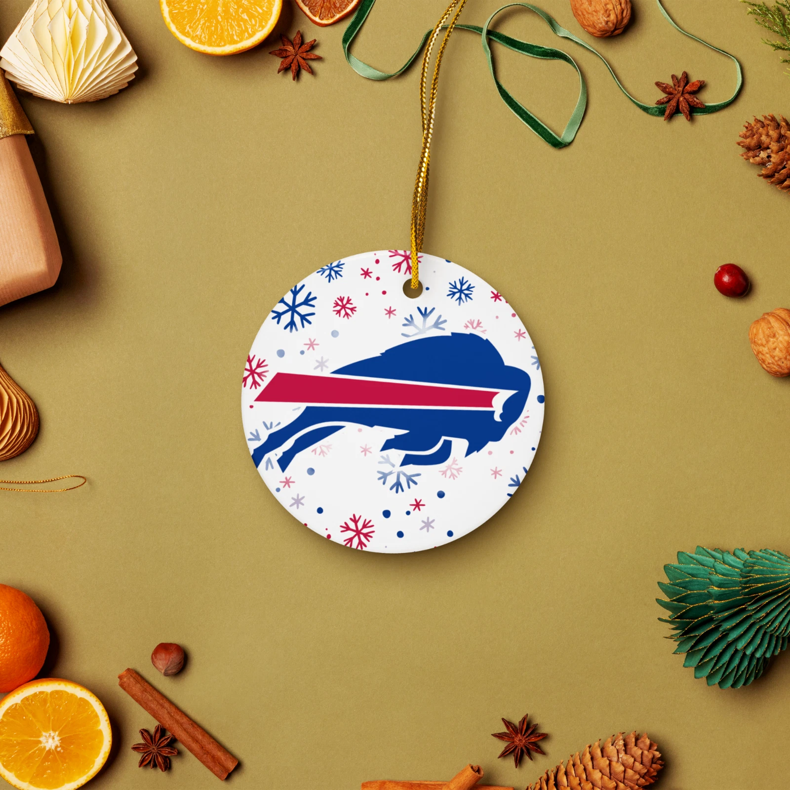 Buffalo Bills Christmas Tree Holiday Flat Ornament