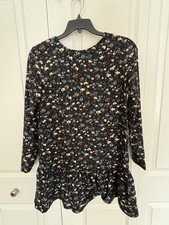 Philosophy Womens Small Dress Long Sleeve Floral Mini Back Keyhole Ruffled Hem.