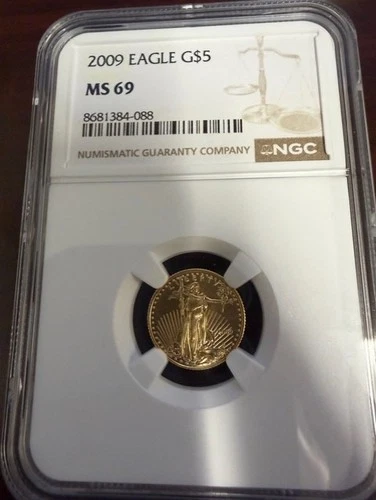 2009 G$5 Gold Eagle 1/10oz Gold Coin MS69 Early Releases. NGC GRADED