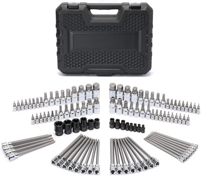 107 Pieces Bit Socket Set, 1/4'', 3/8'' and 1/2'' Drive