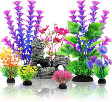 Fish Tank Accessories Aquarium Decorations Plants, 9pcs Colorful Fish Tank Artif