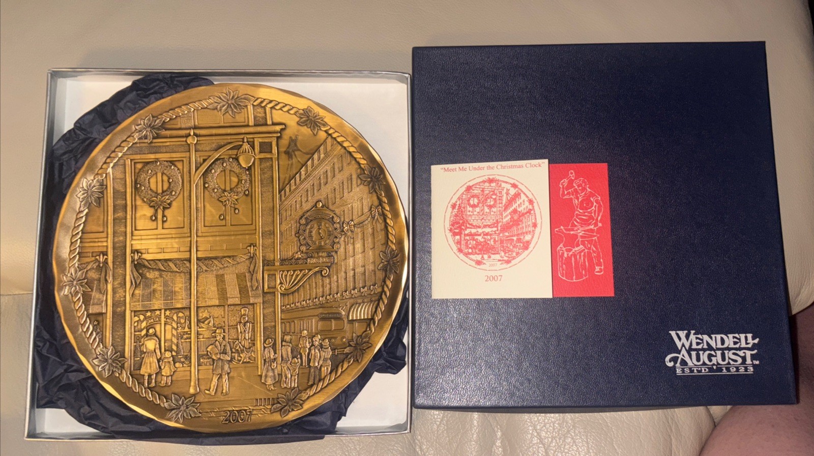 WENDELL AUGUST FORGE CHRISTMAS PLATE LIMITED EDITION BRONZE 2007