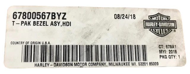 Harley-Davidson T-PAK BEZEL ASM HDI 67800567BYZ 全新 原始设备制造商 67800567BYZ — 第 3/3 张图片