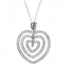 Charming Heart Necklace With 5.20ctw Cubic zirconia in 925 Sterling silver 18"