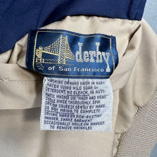 Vintage 90er Derby Of San Francisco Harrington Jacke Herren Large Beige Wende RAR - Bild 4 von 9
