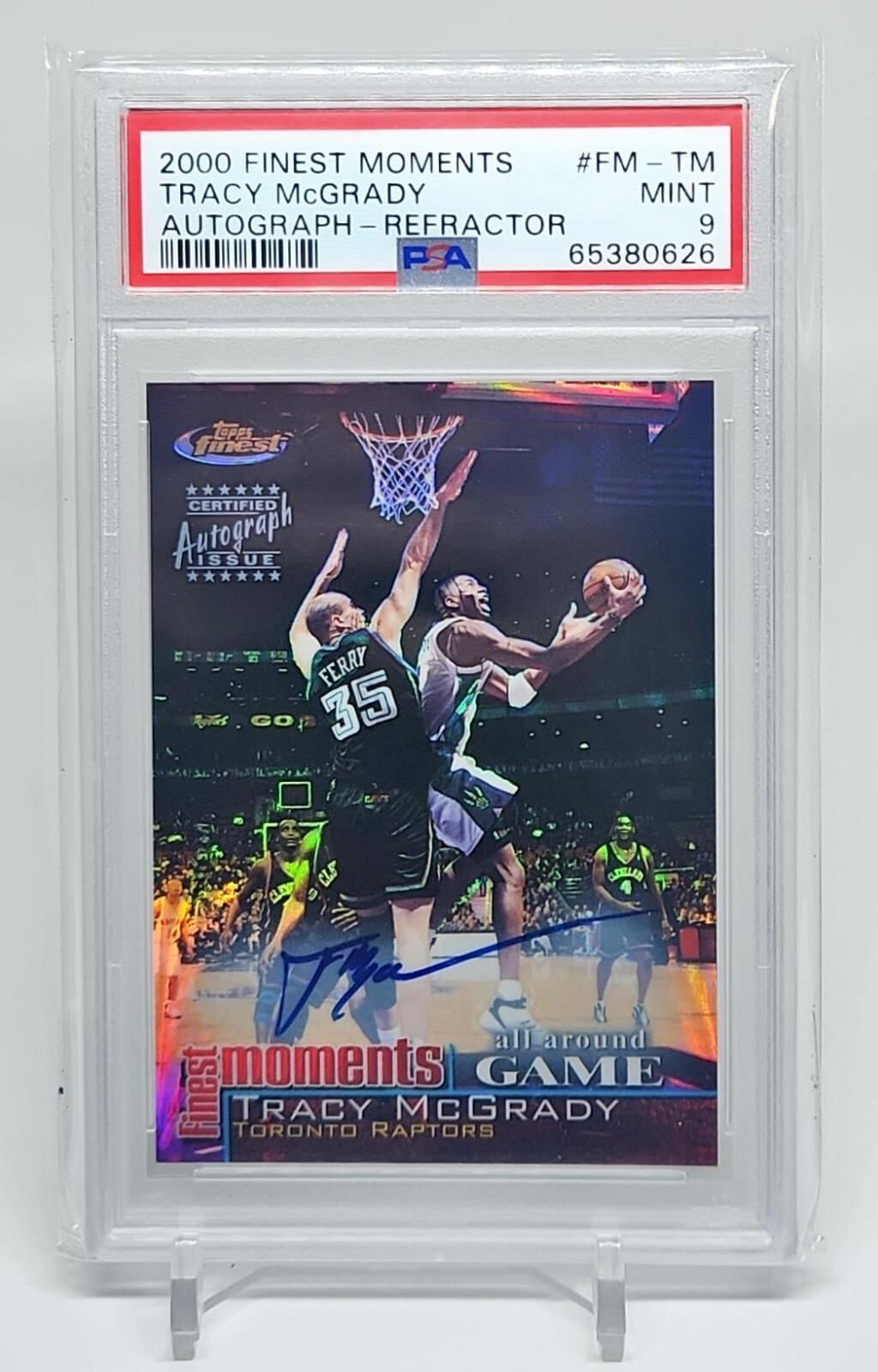 Tracy McGrady 2000-01 Topps Finest Moments Refractor Auto Autograph PSA9 HOF 📈