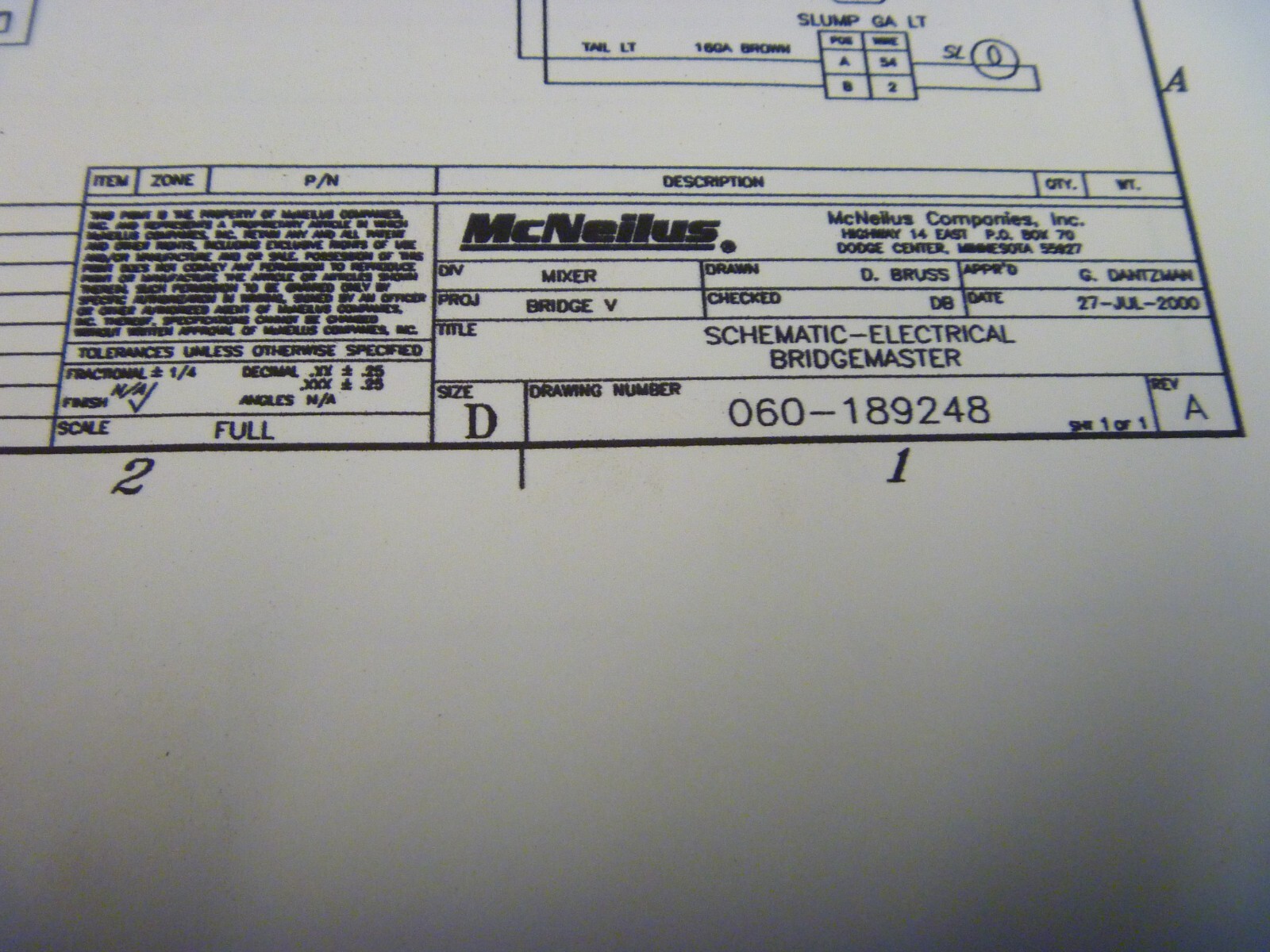 McNeilus Bridgemaster Mixer Electrical Wiring Diagrams Schematic Manual