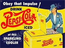 Pepsi-Cola Obey That Impulse 9" x 12" Metal Sign
