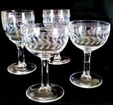 Vintage Anchor Hocking Cordial Wine Shot Glasses Set of 4 Ribbed Clear Glass