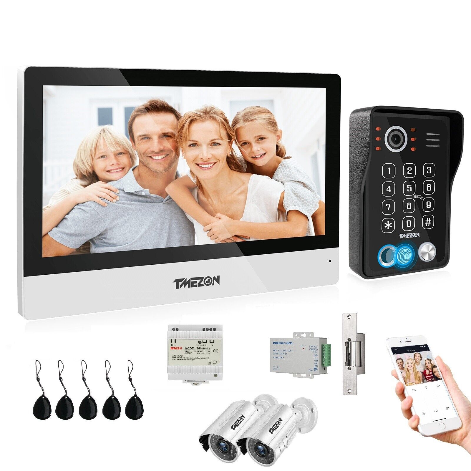 TMEZON WLAN 1080P Video Türsprechanlage Türklingel 10 Touch Monitor Türöffner