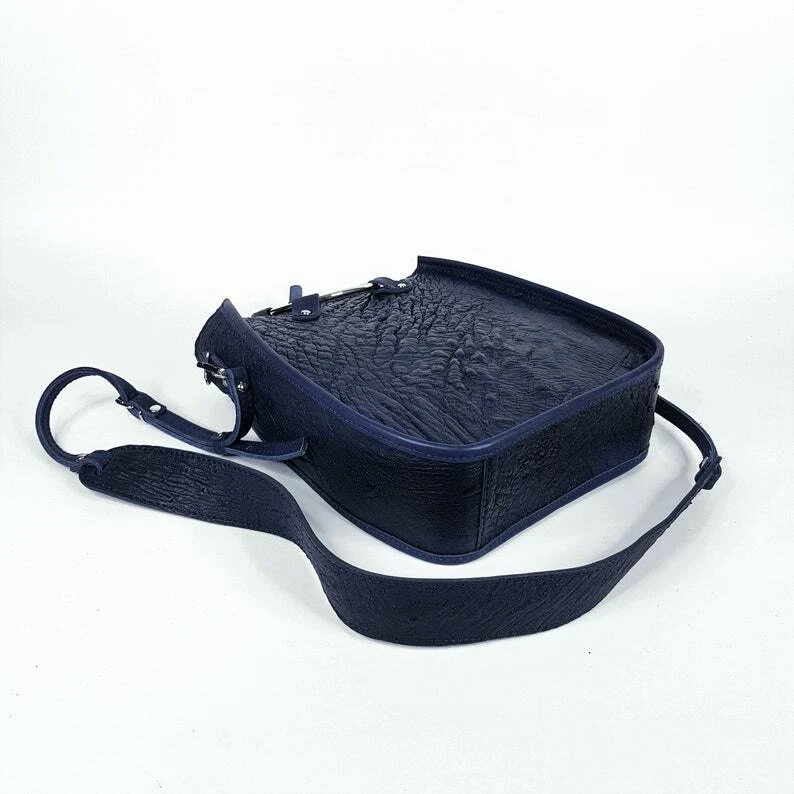 COACH Borsa a tracolla donna VERA pelle di struzzo esotica lusso blu tote borsetta