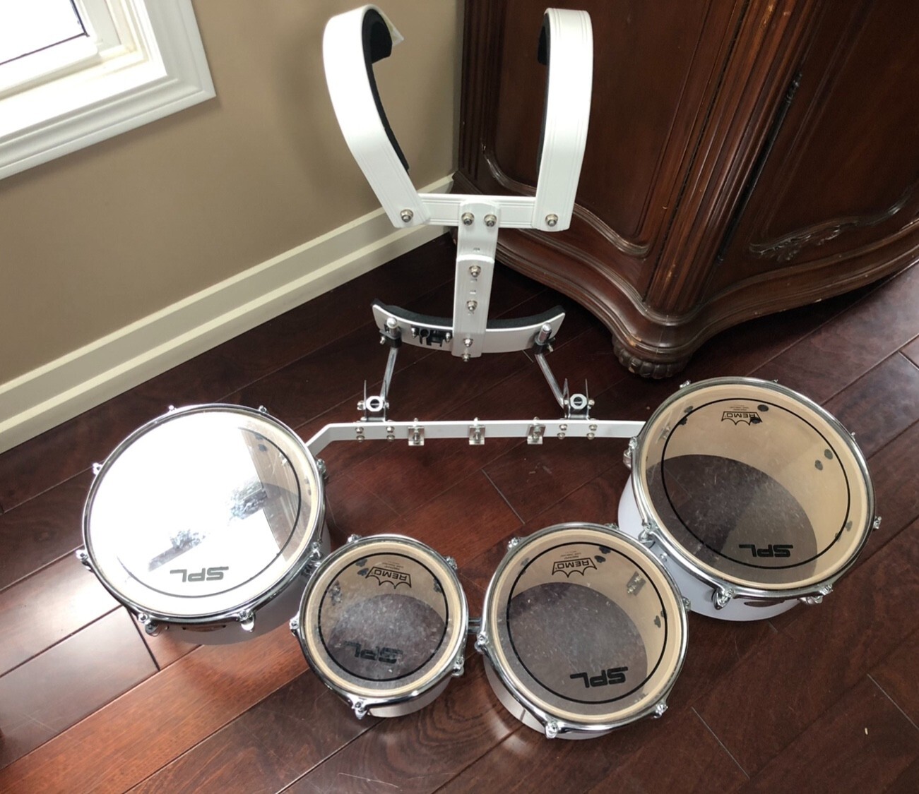 Quad Drum Set, White, Used, REMO SPL eBay