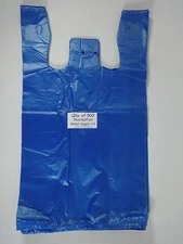 500 Qty. Blue Plastic T-Shirt Bags w/ Handles 11.5" x 6" x 21" Retail Shopping 