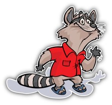 Cartoon Raccoon Car Bumper Sticker Decal - "SIZES"
