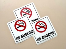 3 x No Smoking Sticker, Office Sign Decal, Indoor Outdoor Use 6.5 x 6.5 inch