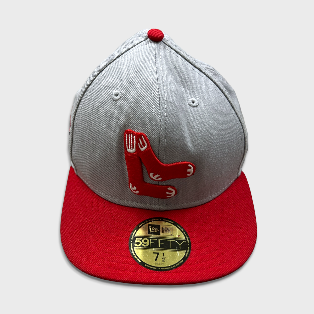 New Era Boston Red Sox Hat Mens Size 7 1/2 Gray 59FIFTY Baseball
