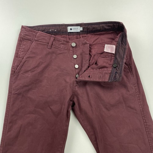NN07 SIN NACIONALIDAD Pantalón Hombre W32 L32 Borgoña SIMON Calce Ajustado Algodón Sarga - Imagen 10 de 15