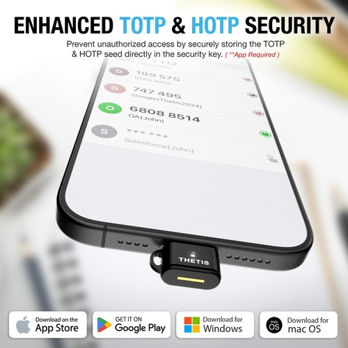 Thetis Nano-C FIDO2 Security Key Hardware Passkey Gerät mit USB Typ C -1er Pack - Bild 4 von 7