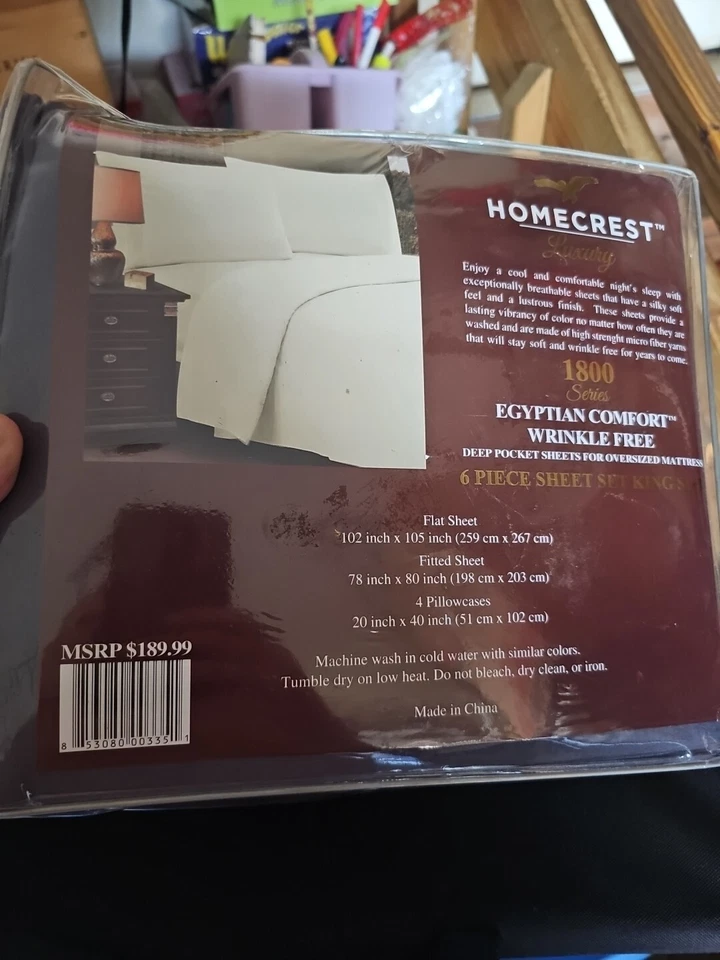 Homecrest Egyptian Comfort 2500 Series 6pc Sheet Set KING, 100% Bamboo Viscose - Image 3 of 4