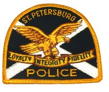 ST PETERSBURG FLORIDA Sheriff Police Patch VINTAGE OLD MESH EAGLE 3.25x4&rdquo; USED