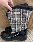 Totes Girls Snow Boots Size 4 Black Grey Hearts Zip Up Barbera Style #73277 — photo 3