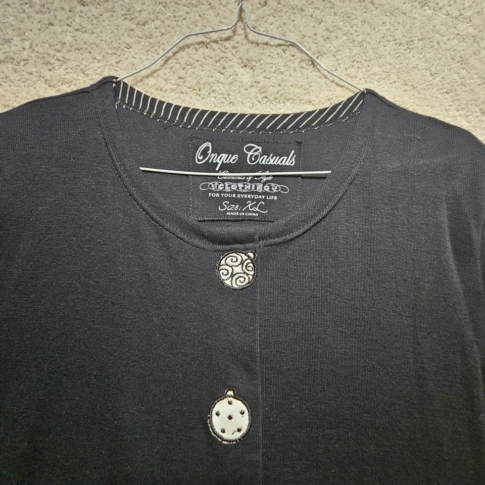 Cárdigan Onque Informals Algodón Para Mujer XL Negro Copos de Nieve Novedad Vintage Lentejuelas Foto 4 de 4