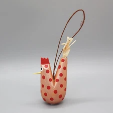 NAVAJO FOLK ART-POLKA DOT CHICKEN ORNAMENT by CHANDLER BEGAYE-NATIVE AMERICAN