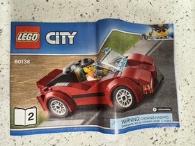 Lego City High Speed Chase Red Sports Car & Cop Car 2 Figures 60138 w/ Manuals