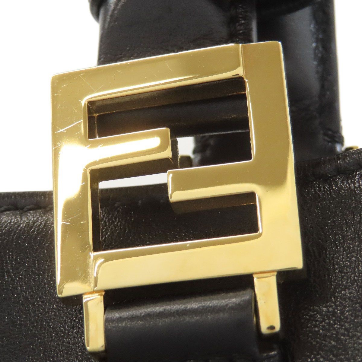 FENDI Logo Handbag Leather Black Women From Japan thumbnail 18