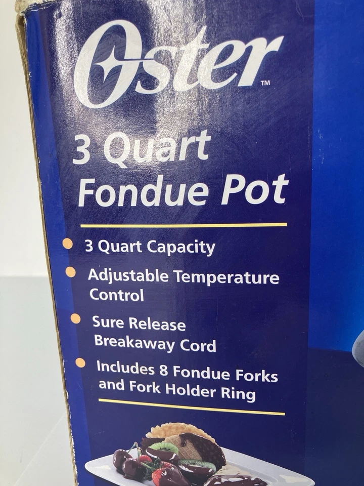 Olla de fondue Oster de 3 cuartos de galón eléctrica de acero inoxidable antiadherente con 8 horquillas en caja Foto 2 de 4