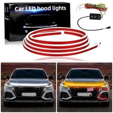 71" Car LED Hood Light Strip,Dual Color Dynamic Scan Start 71inch White Amber