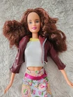 Vintage 90s Mattel Barbie Doll Red Hair Faux Leather Moto Jacket Floral Maxi...