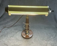 Vintage Brass Piano Desk Lamp Lyre Harp Wood Mid Century MCM Works