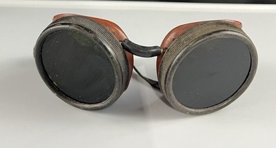 Vintage Industrial Welding Goggles Dark Green Lens Steampunk Motorcycle Glasses