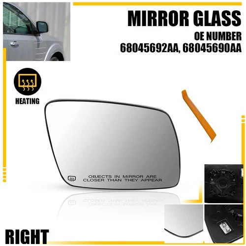 Mirror Glass Passenger Right Side Heated Backing Plate For 2009-20 Dodge Journey