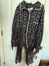 Kate Spade BLACK PINK BOWS Dream A Little Dream Flannel Pajama Set XL NWTS