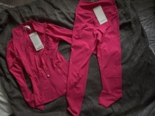 Lululemon Pink Tracksuit Set Jacket  Leggings Women's 2 Piece Size 4 Athleisure