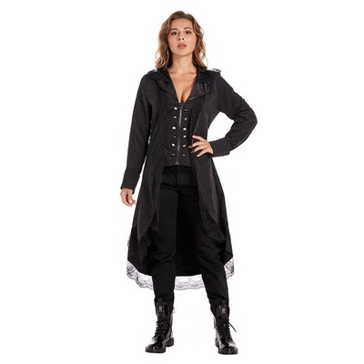Women's Uniform Tuxedo Gothic Tailcoat Jacket Steampunk Victorian Coat Wedding