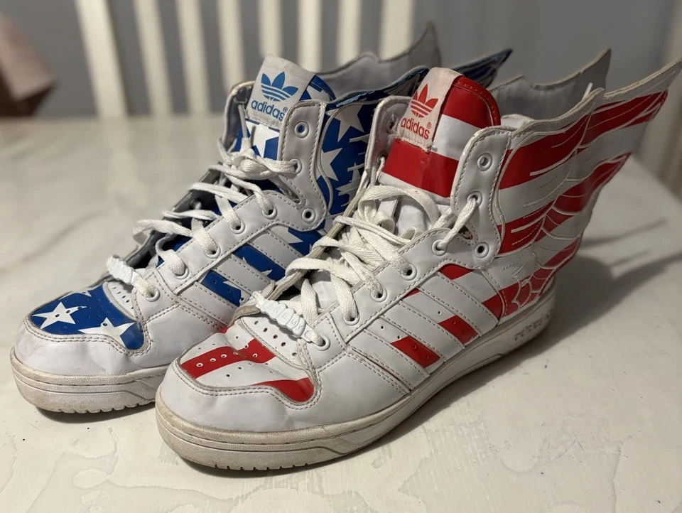 adidas Jeremy Scott Baskets montantes homme G61044 blanc rouge bleu EU 43 1/3 - Photo 1/3