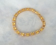 Nuovo splendido bracciale cristallo zirconi giallo scintillante e trasparente tono oro 7" Plus