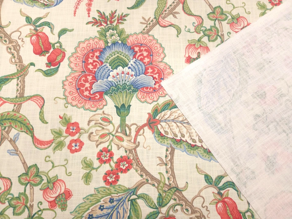 Covington LEICESTER MULTI Red Green Blue Floral Jacobean Designer Print Fabric - Image 2 of 3