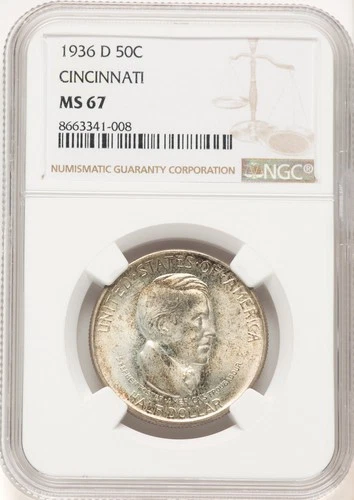 1936-D 50C Cincinnati Commemorative Silver NGC MS67 (781731105)