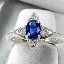 #001 - Sapphire Diamond Ring 18ct White Gold 3.53gr Size O - 1365