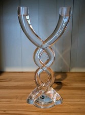 Marc Aurel Nachtmann Double Glass Crytal Candlestick Holder 10" German