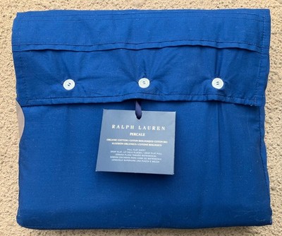 Ralph Lauren Home Harbor Blue Percale Organic Cotton Full Deep FLAT Sheet $150