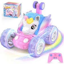 Unicorn Remote Control Car for Girls 3 4 5 6 7 8 9 Years Old, Pink Monster Truck