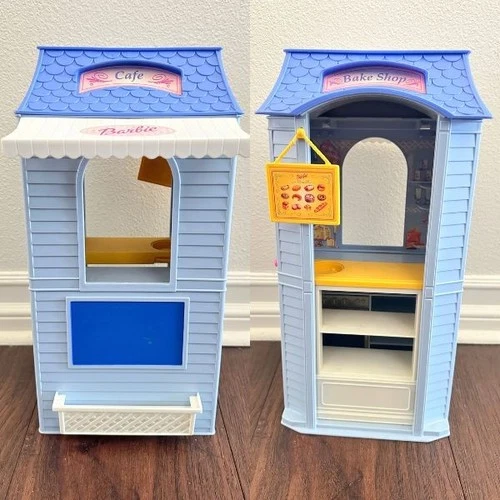 1999 Barbie Bake Shop Cafe Playset Mattel Vintage with Menu Sign and Planter