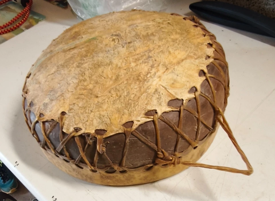 tambour yéménite 1994 terre cuite pot de chèvre - Photo 1/3