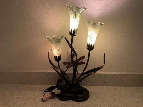 VTG Dale Tiffany Luminaire Tulip Lamp Dragonfly Connoisseur Collection BEAUTIFUL