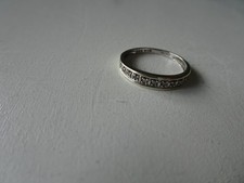 White Gold Brilliant Cut Diamond Half Eternity Ring, 9CT. J, 1.1g.Free UK P&P.